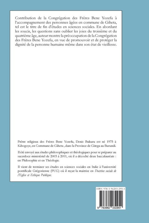 Produktbild: Contribution de la Congr&eacute;gation des Fr&egrave;res Bene Yozefu &agrave; l'accompagnement des personnes &acirc;g&eacute;es en Commune de Giheta