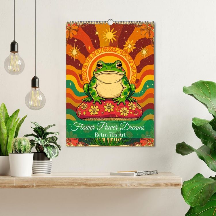 Produktbild: Flower Power Dreams - Retro 70s Art (Wandkalender 2026 DIN A3 hoch), CALVENDO Monatskalender