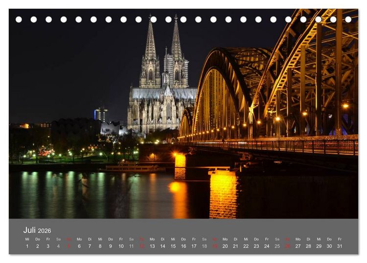 Produktbild: K&Ouml;LN BEI NACHT (Tischkalender 2026 DIN A5 quer), CALVENDO Monatskalender