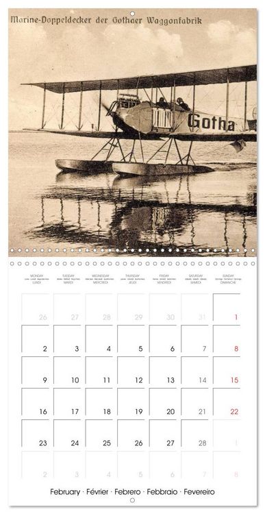 Produktbild: Avions biplans sur cartes postales anciennes (Calendrier mural carr&eacute; 2026 30x30 cm) Calendrier double avec une page pour vos prises de notes