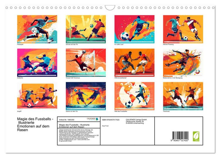 Produktbild: Magie des Fussballs - Illustrierte Emotionen auf dem Rasen (Wandkalender 2026 DIN A3 quer), CALVENDO Monatskalender