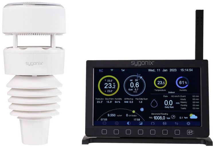 Produktbild: Sygonix SY-5479628 WLAN-Wetterstation Vorhersage f&uuml;r 2 Tage Anzahl Sensoren max. 8St.