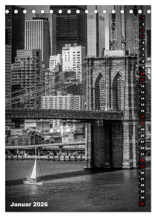 Produktbild: NEW YORK CITY Monochrome Stadtansichten (Tischkalender 2026 DIN A5 hoch), CALVENDO Monatskalender