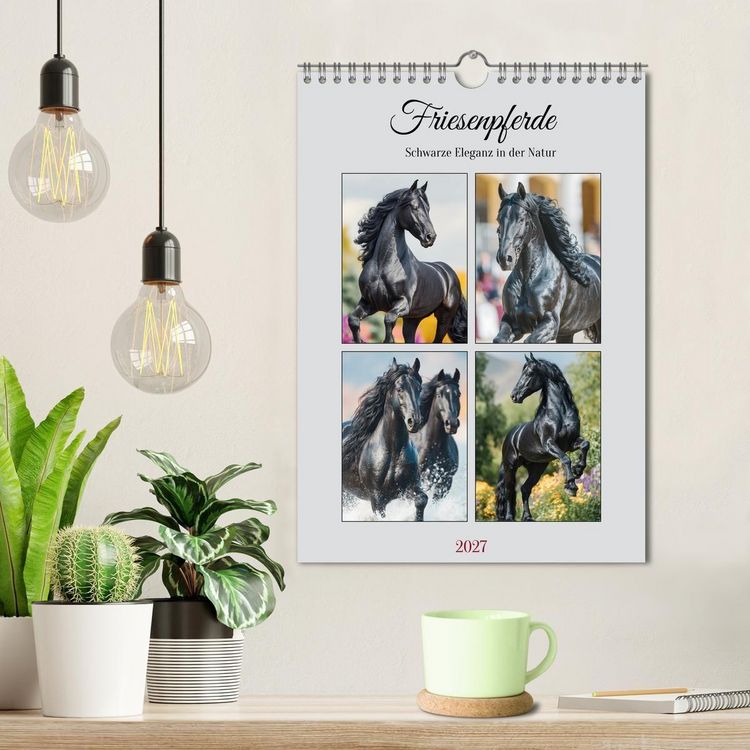 Produktbild: Friesenpferde. Schwarze Eleganz in der Natur (Wandkalender 2027 DIN A4 hoch), CALVENDO Monatskalender
