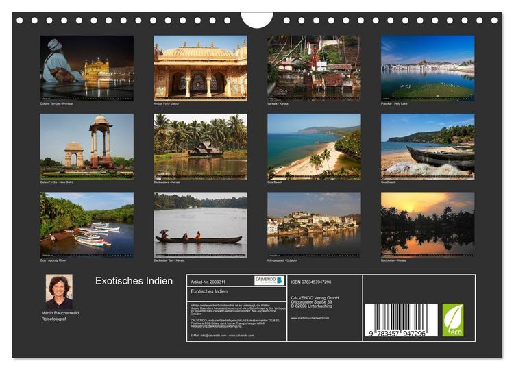 Produktbild: Exotisches Indien (Wandkalender 2026 DIN A4 quer), CALVENDO Monatskalender