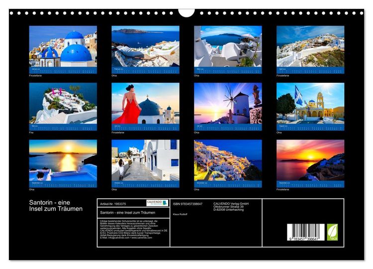 Produktbild: Santorin - eine Insel zum Tr&auml;umen (Wandkalender 2026 DIN A3 quer), CALVENDO Monatskalender