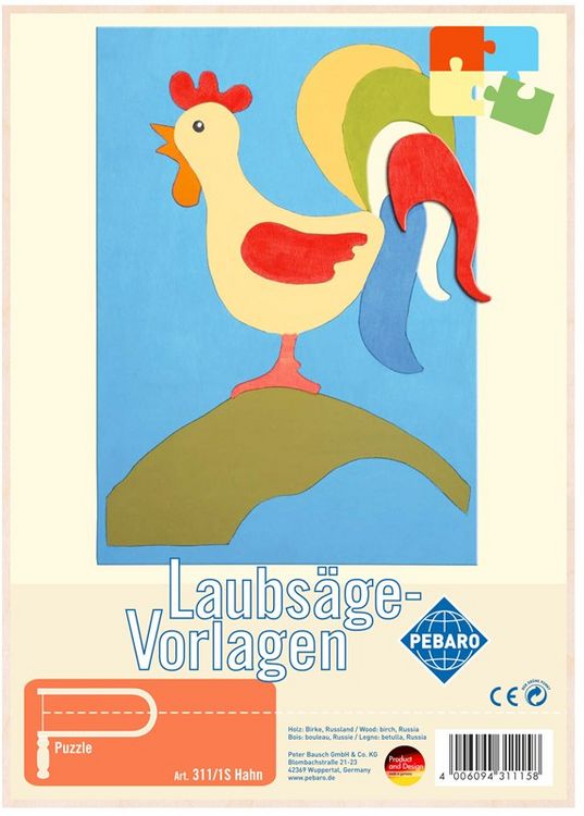 Produktbild: PEBARO 311/1S - Laubs&auml;gevorlage Hahn, 1 Platte, Gr&ouml;&szlig;e DIN A4