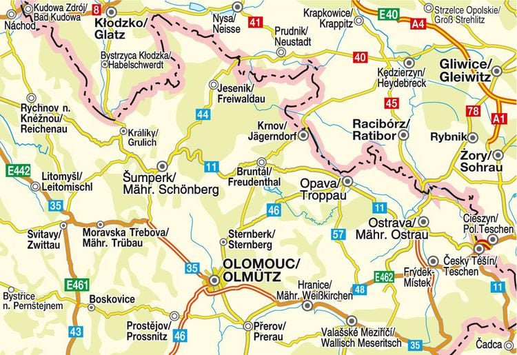 Produktbild: H&ouml;fer Stra&szlig;enkarte CS 003 Tschechien - Ostb&ouml;hmen, Nordm&auml;hren 1:200.000