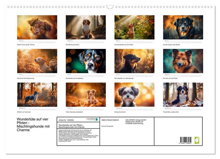 Produktbild: Wundert&uuml;te auf vier Pfoten - Mischlingshunde mit Charme (Wandkalender 2026 DIN A2 quer), CALVENDO Monatskalender