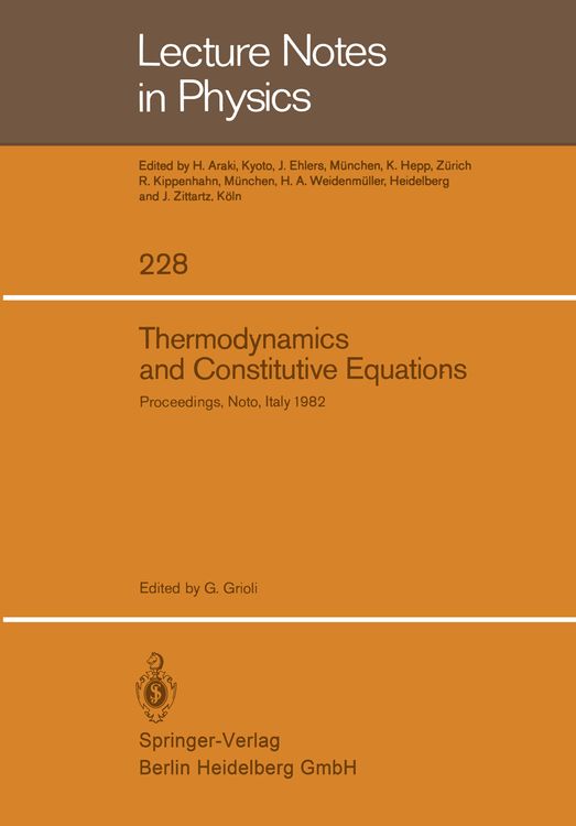 Bild vom Artikel Thermodynamics and Constitutive Equations vom Autor Giuseppe Grioli