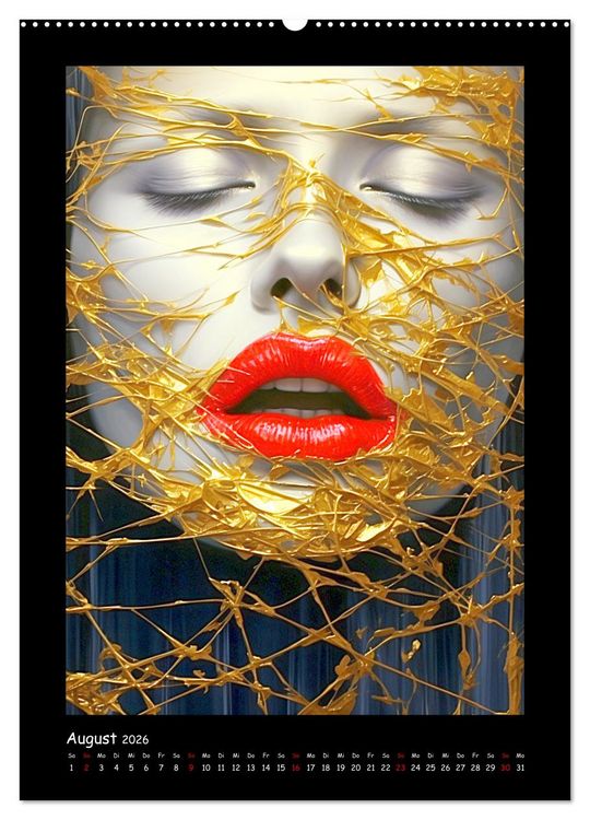 Produktbild: Goldene Portraits. Fusion von Kunst und &Auml;sthetik (Wandkalender 2026 DIN A2 hoch), CALVENDO Monatskalender