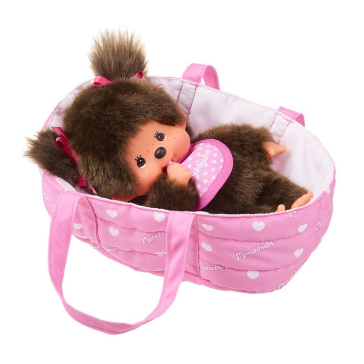 Produktbild: Monchhichi Pl&uuml;schfigur Girl mit Cot 20cm
