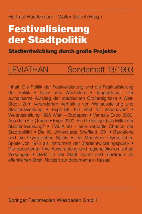 Produktbild: Festivalisierung der Stadtpolitik