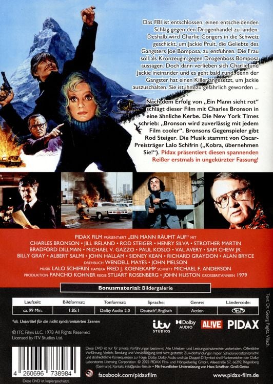 Produktbild: Ein Mann r&auml;umt auf (Love and Bullets) - Ungek&uuml;rzte Fassung / Spannender Thriller mit Charles Bronson ERSTMALS IN UNGEK&Uuml;RZTER FASSUNG (Pidax Film-Klassiker)