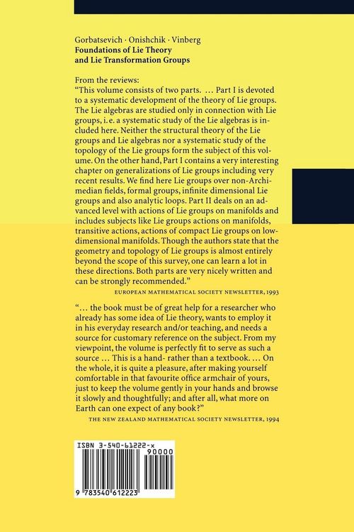 Produktbild: Lie Groups and Lie Algebras I
