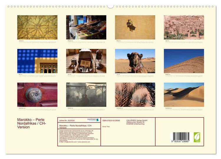 Produktbild: Marokko &ndash; Perle Nordafrikas / CH-Version (hochwertiger Premium Wandkalender 2026 DIN A2 quer), Kunstdruck in Hochglanz