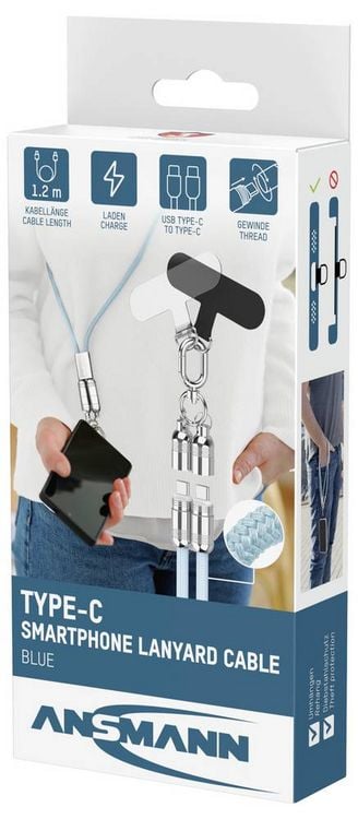 Produktbild: Ansmann USB-C&reg; Kabel USB-C&reg; Stecker 1.2m Blau 1700-0191