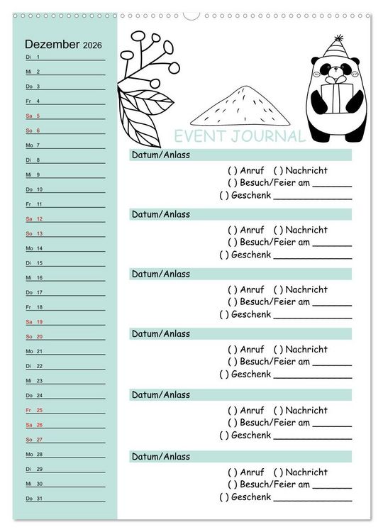 Produktbild: Geburtstagsplaner Doodle Tiere - F&uuml;r Termine, Geschenke, Eventdetails & mehr (hochwertiger Premium Wandkalender 2026 DIN A2 hoch), Kunstdruck in Hochglanz