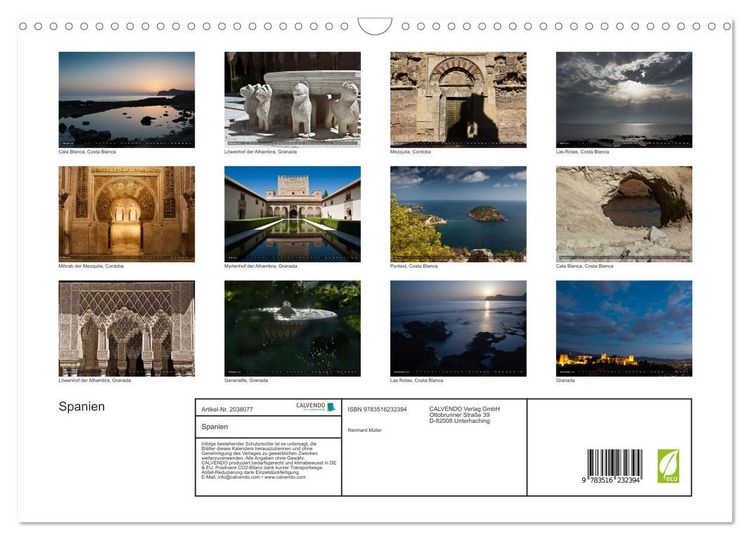 Produktbild: Spanien (Wandkalender 2026 DIN A3 quer), CALVENDO Monatskalender
