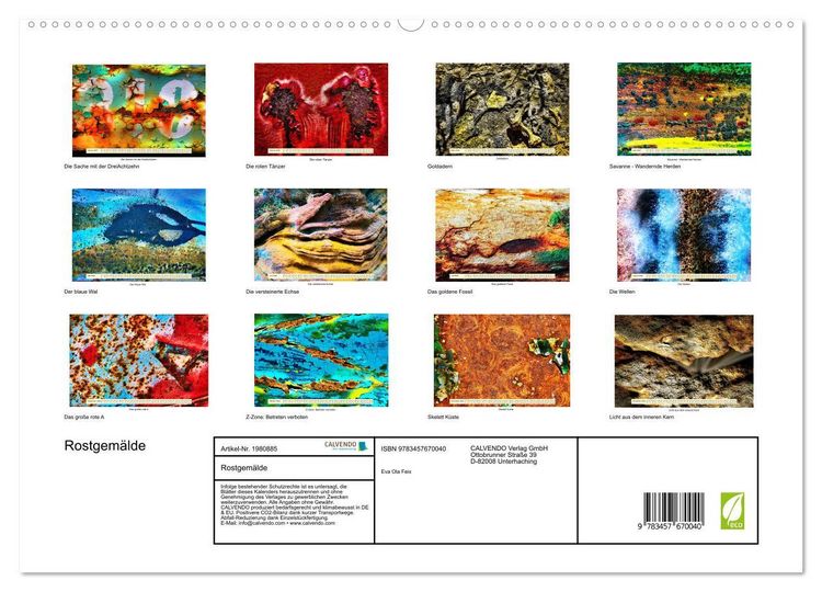 Produktbild: Rostgem&auml;lde (Wandkalender 2026 DIN A2 quer), CALVENDO Monatskalender