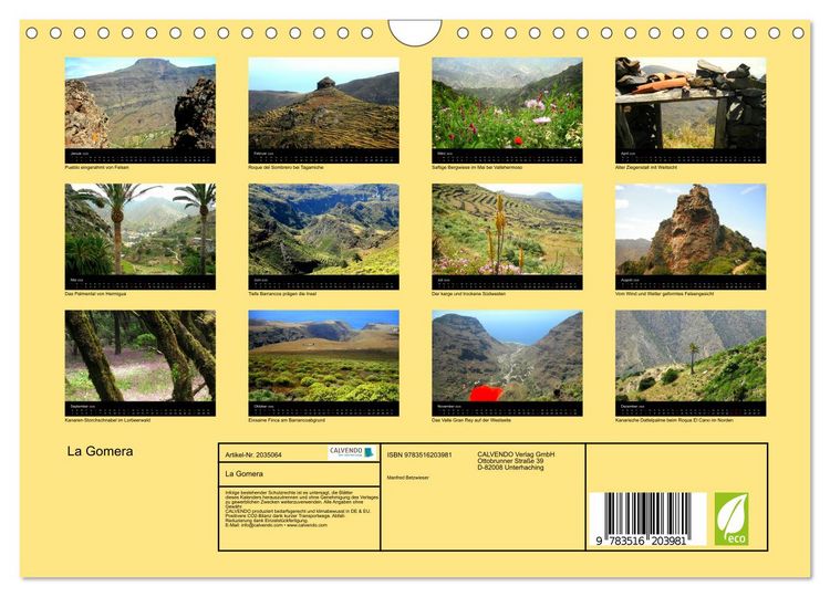 Produktbild: La Gomera (Wandkalender 2026 DIN A4 quer), CALVENDO Monatskalender