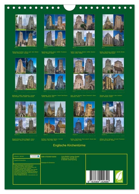 Produktbild: Englische Kirchent&uuml;rme (Wandkalender 2027 DIN A4 hoch), CALVENDO Monatskalender