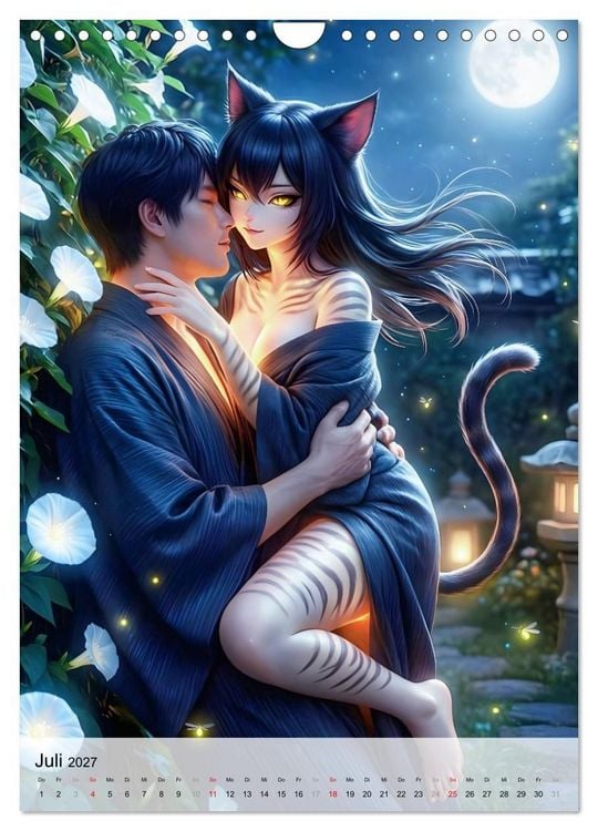 Produktbild: Verbotene K&uuml;sse mit Yokai (Wandkalender 2027 DIN A4 hoch), CALVENDO Monatskalender
