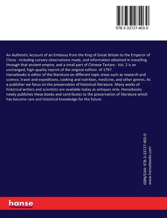 Produktbild: An Authentic Account of an Embassy from the King of Great Britain to the Emperor of China