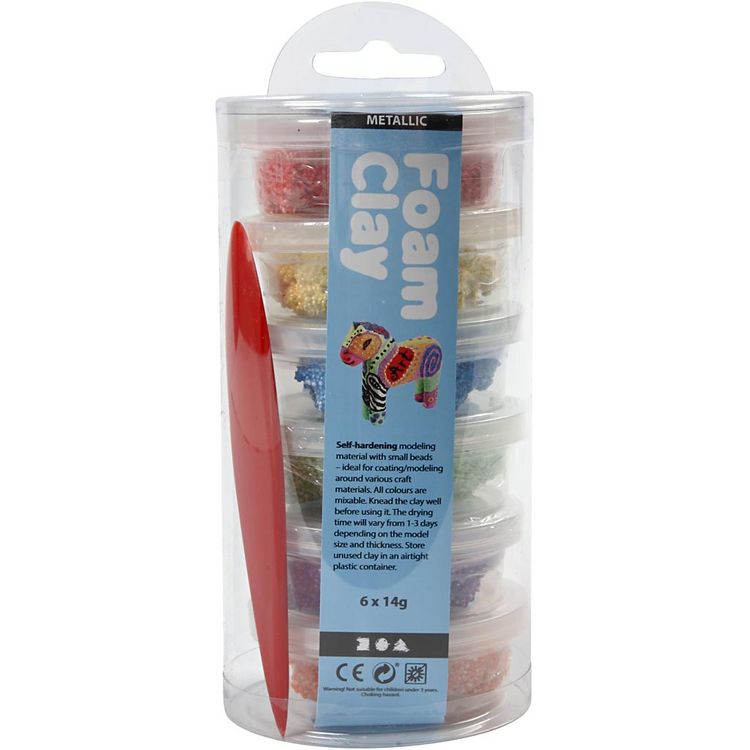 Produktbild: Creativ Company Foam Clay&reg; , Metallic, Kr&auml;ftige Farben, 6x14 g