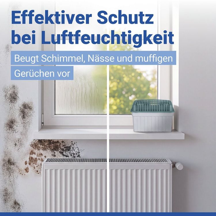 Produktbild: Luftentfeuchter 1 kg Grau, inkl. 3 Nachf&uuml;ller, f&uuml;r R&auml;ume bis 80 m&sup3;