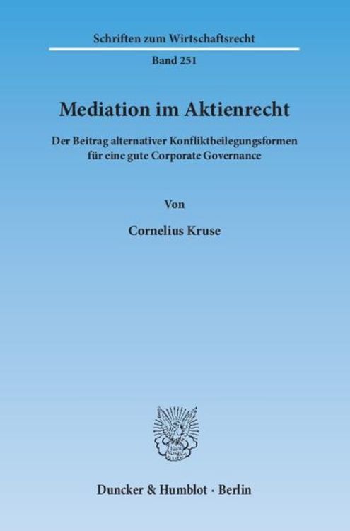 Produktbild: Mediation im Aktienrecht.