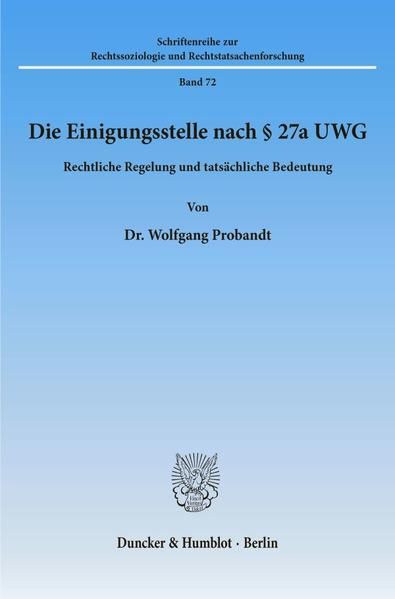 Produktbild: Die Einigungsstelle nach &sect; 27a UWG.