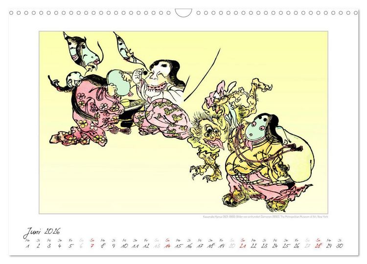 Produktbild: Kawanabe Kyosai - Einhundert D&auml;monen Kunstkalender (Wandkalender 2026 DIN A3 quer), CALVENDO Monatskalender