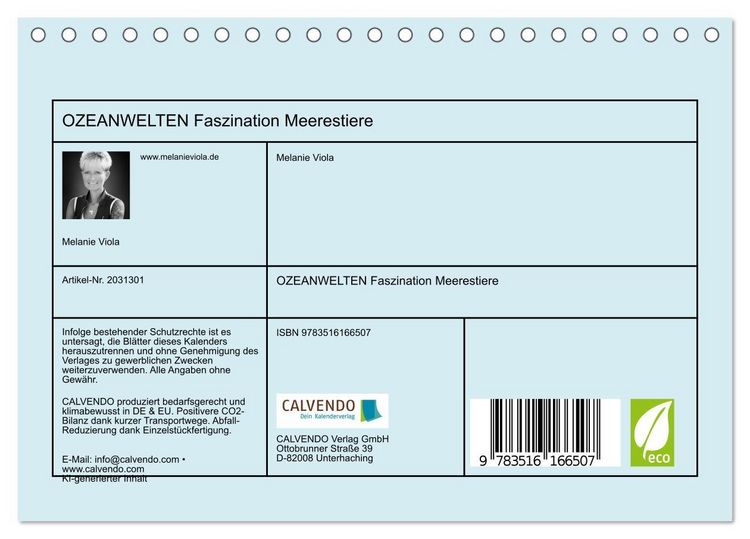 Produktbild: OZEANWELTEN Faszination Meerestiere (Tischkalender 2026 DIN A5 quer), CALVENDO Monatskalender