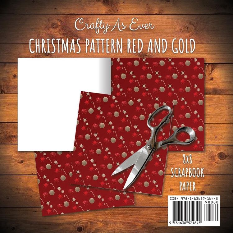 Produktbild: Christmas Pattern Scrapbook Paper Pad 8x8 Decorative Scrapbooking Kit for Cardmaking Gifts, DIY Crafts, Printmaking, Papercrafts, Red and Gold Designer Paper