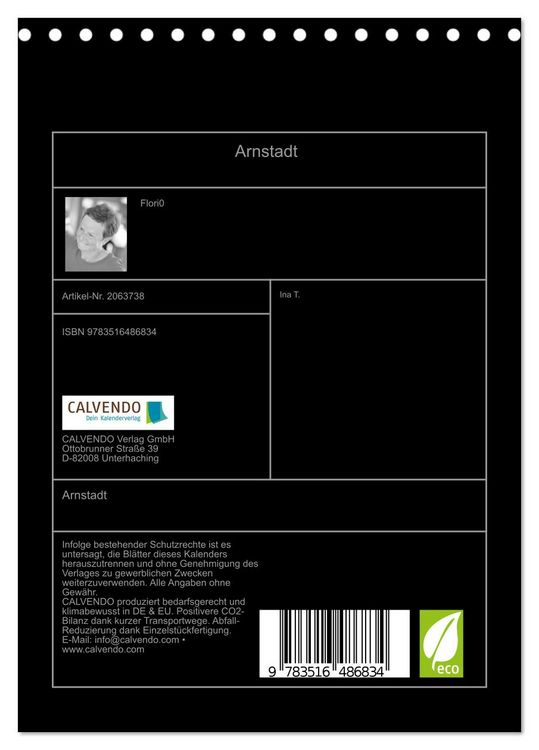 Produktbild: Arnstadt (Tischkalender 2026 DIN A5 hoch), CALVENDO Monatskalender