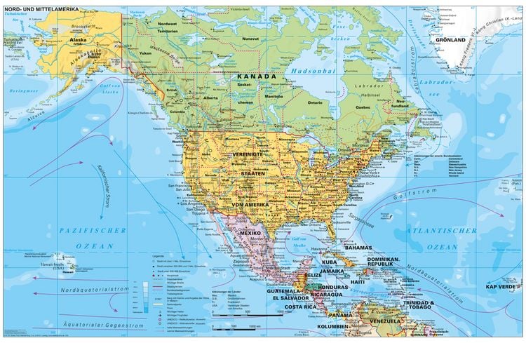 Produktbild: Nord- und Mittelamerika politisch, Wandkarte / Poster