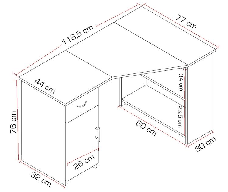 Produktbild: Holz Eckschreibtisch Schreibtisch B&uuml;rotisch Linzia