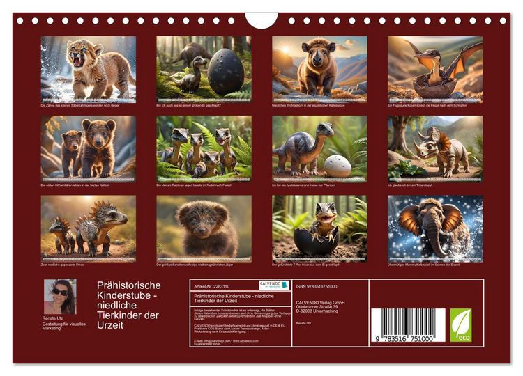 Produktbild: Pr&auml;historische Kinderstube - niedliche Tierkinder der Urzeit (Wandkalender 2027 DIN A4 quer), CALVENDO Monatskalender