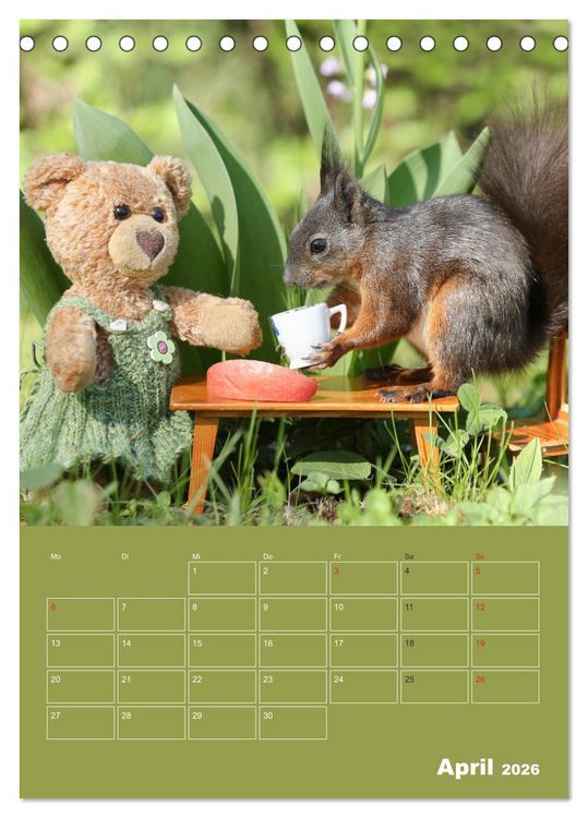 Produktbild: Eichh&ouml;rnchen - Abenteuer mit Freund Teddy (Tischkalender 2026 DIN A5 hoch), CALVENDO Monatskalender