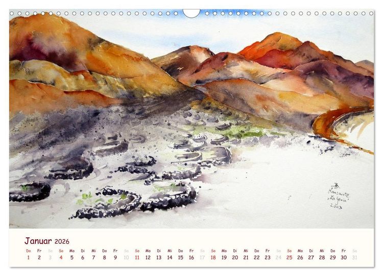 Produktbild: Lanzarote und Teneriffa - Aquarelle (Wandkalender 2026 DIN A3 quer), CALVENDO Monatskalender
