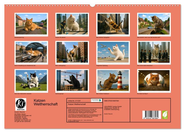 Produktbild: Katzen Weltherrschaft (hochwertiger Premium Wandkalender 2026 DIN A2 quer), Kunstdruck in Hochglanz