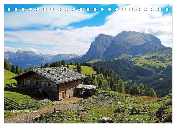 Produktbild: Urlaub auf der Seiser Alm (Tischkalender 2026 DIN A5 quer), CALVENDO Monatskalender