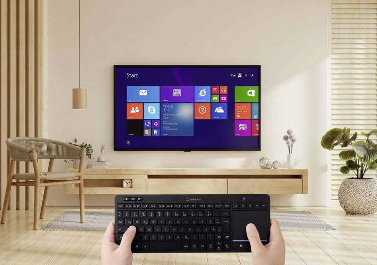 Produktbild: Renkforce RF-WLTKB-300 Kabellos Tastatur Deutsch, QWERTZ Schwarz Integriertes Touchpad