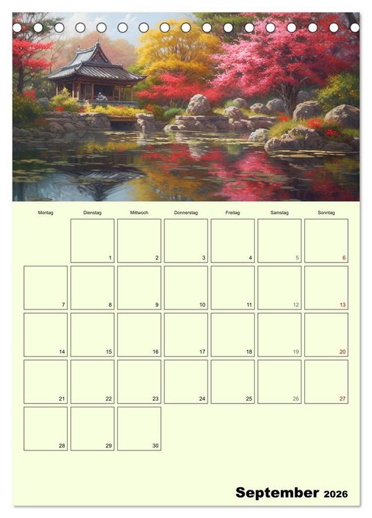 Produktbild: Im japanischen Garten. Zauberhafte Illustrationen (Tischkalender 2026 DIN A5 hoch), CALVENDO Monatskalender