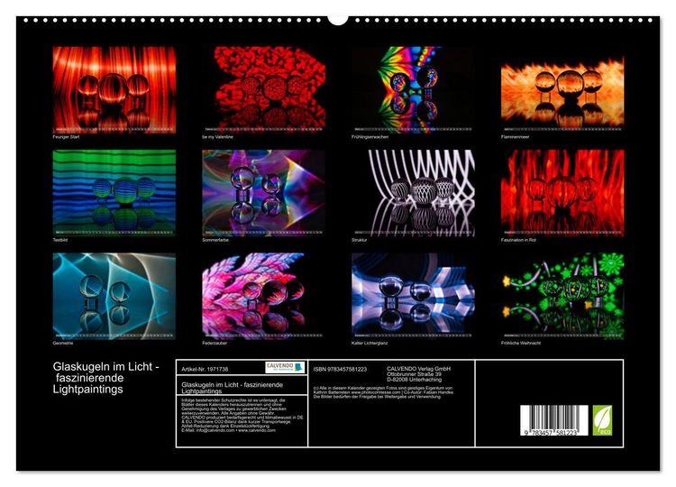 Produktbild: Glaskugeln im Licht - faszinierende Lightpaintings (hochwertiger Premium Wandkalender 2026 DIN A2 quer), Kunstdruck in Hochglanz