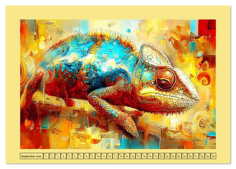 Produktbild: Imposante Reptilien. Faszinierende Tiere in moderner &Ouml;loptik (Wandkalender 2026 DIN A4 quer), CALVENDO Monatskalender