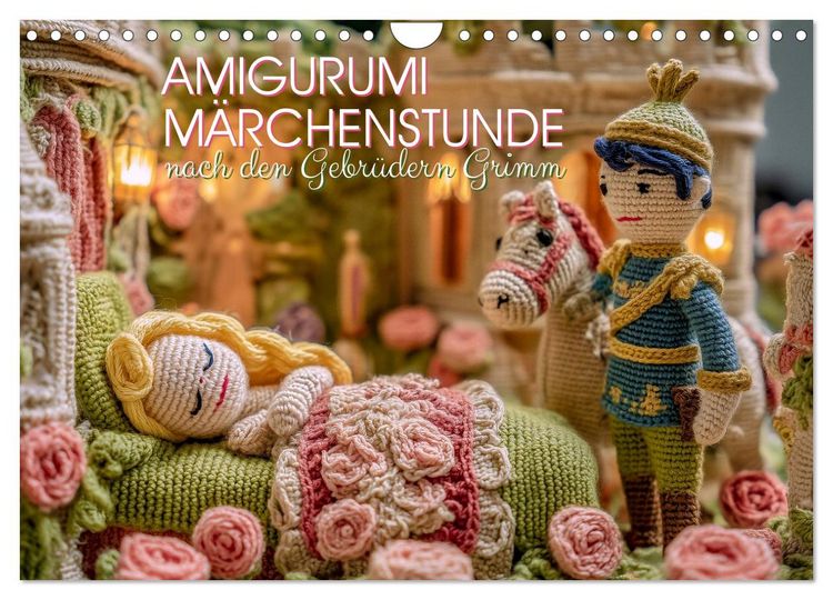 Produktbild: Amigurumi M&auml;rchenstunde nach den Gebr&uuml;dern Grimm (Wandkalender 2026 DIN A4 quer), CALVENDO Monatskalender