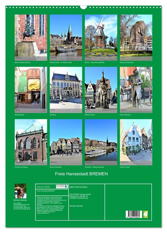 Produktbild: Freie Hansestadt BREMEN (Wandkalender 2026 DIN A2 hoch), CALVENDO Monatskalender