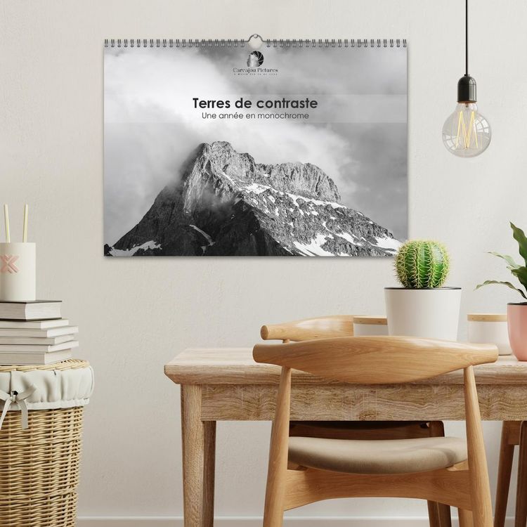 Produktbild: Terres de contraste &ndash; Une ann&eacute;e en monochrome (Calendrier mural 2026 DIN A3 vertical), CALVENDO calendrier mensuel